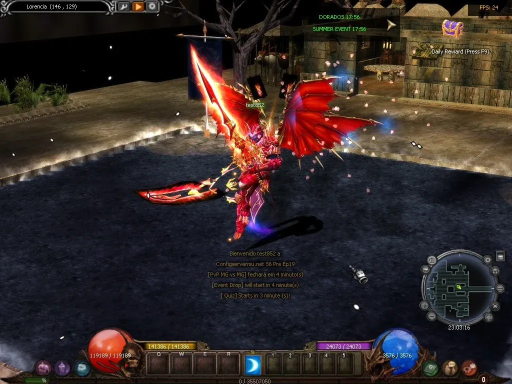 Captura de MU Online Season 6 Upgrade: Blade Master com asas vermelhas, outra vista