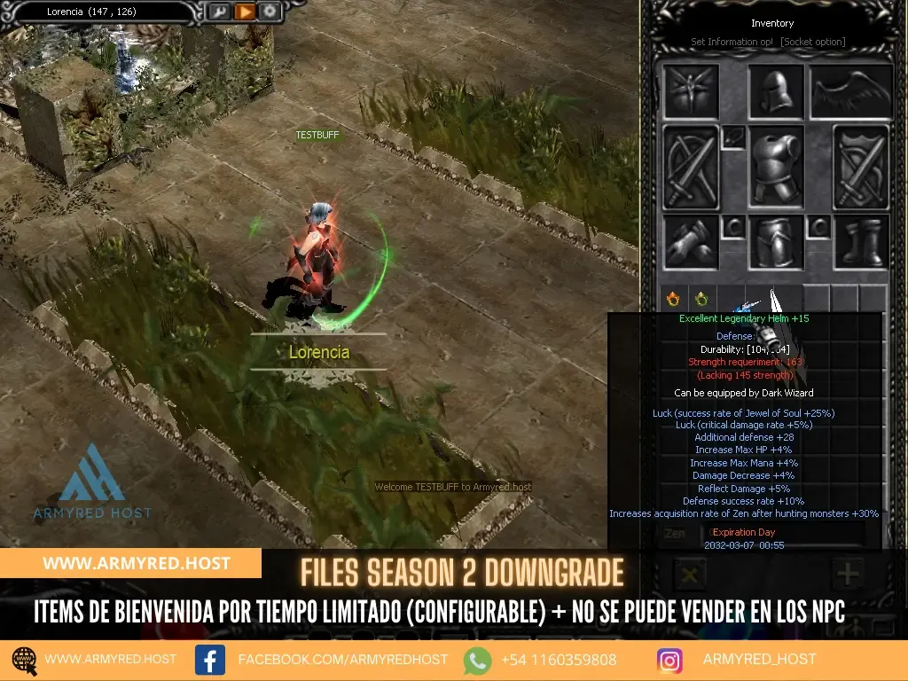 Season 2 Downgrade files: time-limited welcome items (configurable) that can’t be sold to NPCs